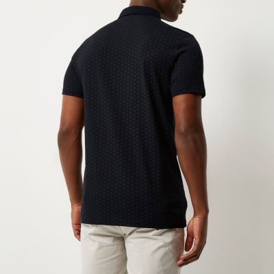 Navy contrast collar polo shirt